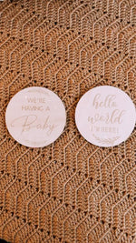 Hello World Disc | Baby Announcement Sign