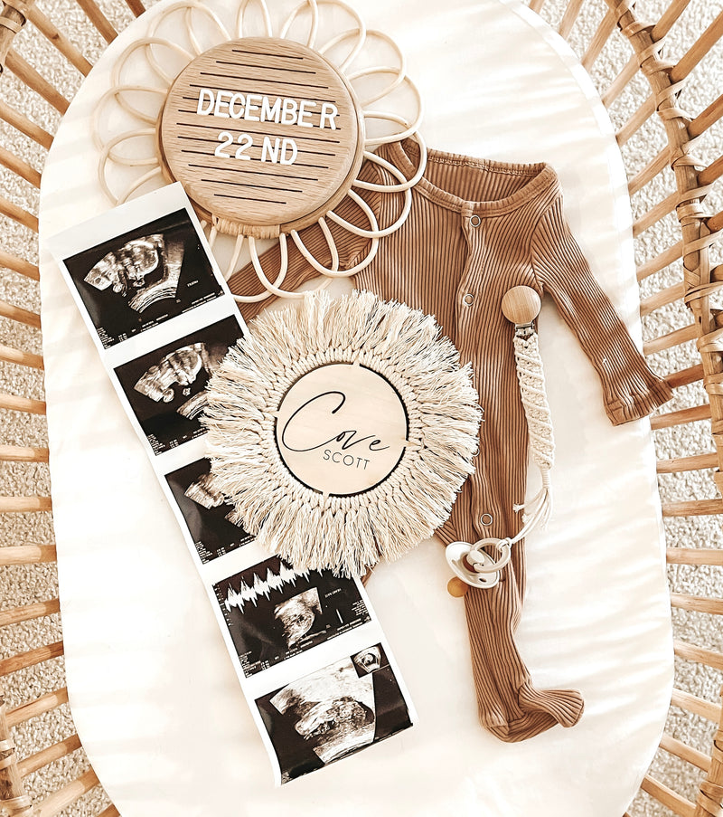 Macrame Custom Name Sign | Baby Announcement Sign