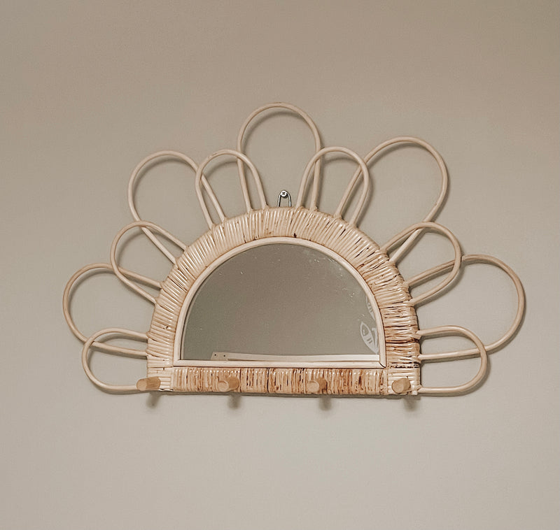 Rattan Mirror With Hooks | Nursery Hooks